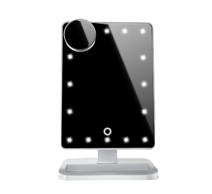 Espejo de Maquillaje con Pantalla Táctil, 20 LED, Altavoz Bluetooth y Aumento 10X