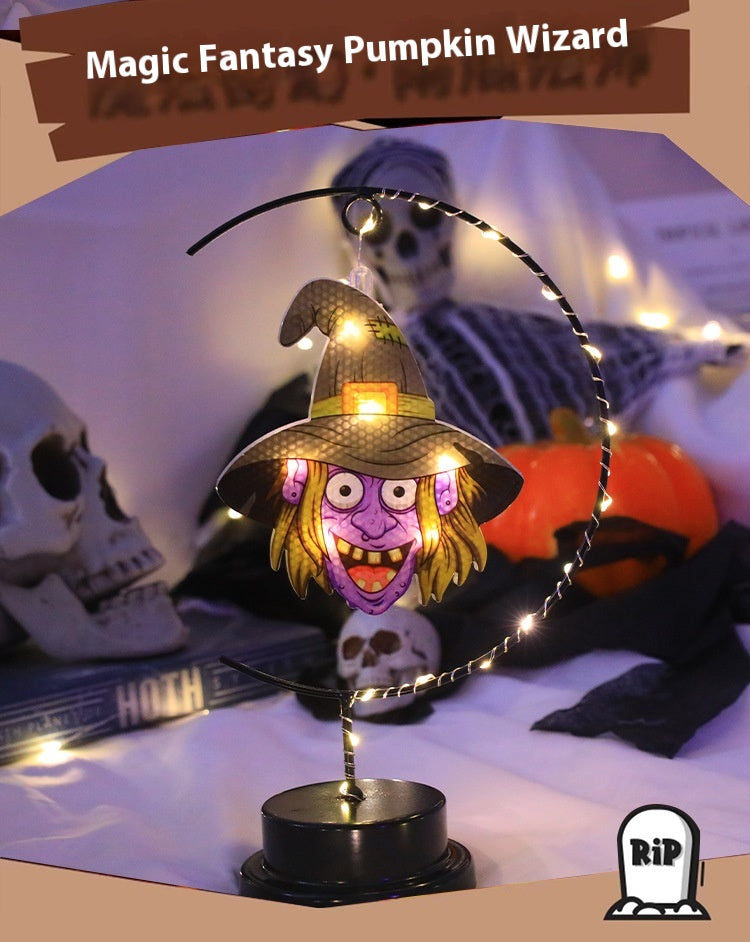 Lámpara Decorativa de Bruja en Hierro Forjado – Luz LED de Halloween