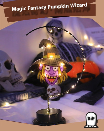 Lámpara Decorativa de Bruja en Hierro Forjado – Luz LED de Halloween