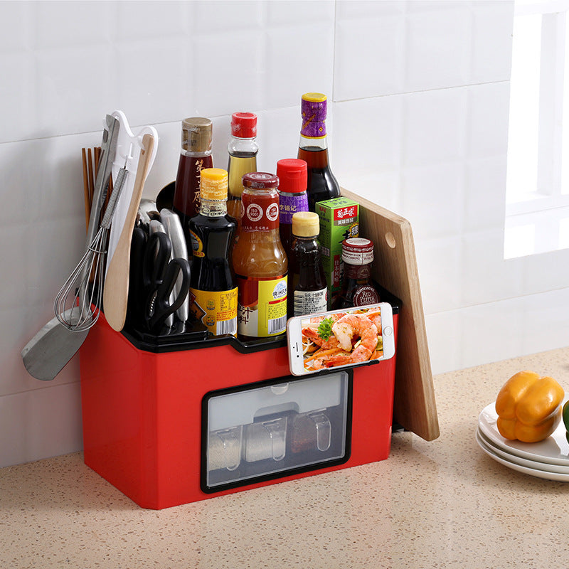 Caja organizadora de especias para cocina de plástico resistente, gran capacidad y varios colores