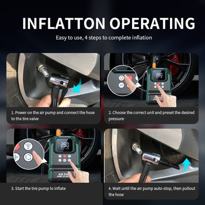 Inflador y arrancador de emergencia portátil S400 – Batería 21800 mAh con compresor y linterna LED