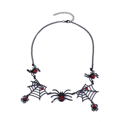 Collar de Araña y Telaraña – Aleación Galvanizada Estilo Gótico y Halloween