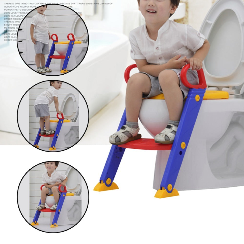 Escalera 3 en 1 para entrenamiento infantil — Asiento de inodoro con seguridad y comodidad
