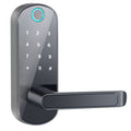 Cerradura inteligente biométrica con huella digital y Bluetooth, aleación metálica resistente y apertura rápida para puertas de hogar y oficina.
