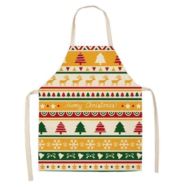 Delantal navideño de lino y algodón con diseño festivo creativo para cocina y eventos familiares