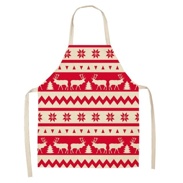 Delantal navideño de lino y algodón con diseño festivo creativo para cocina y eventos familiares