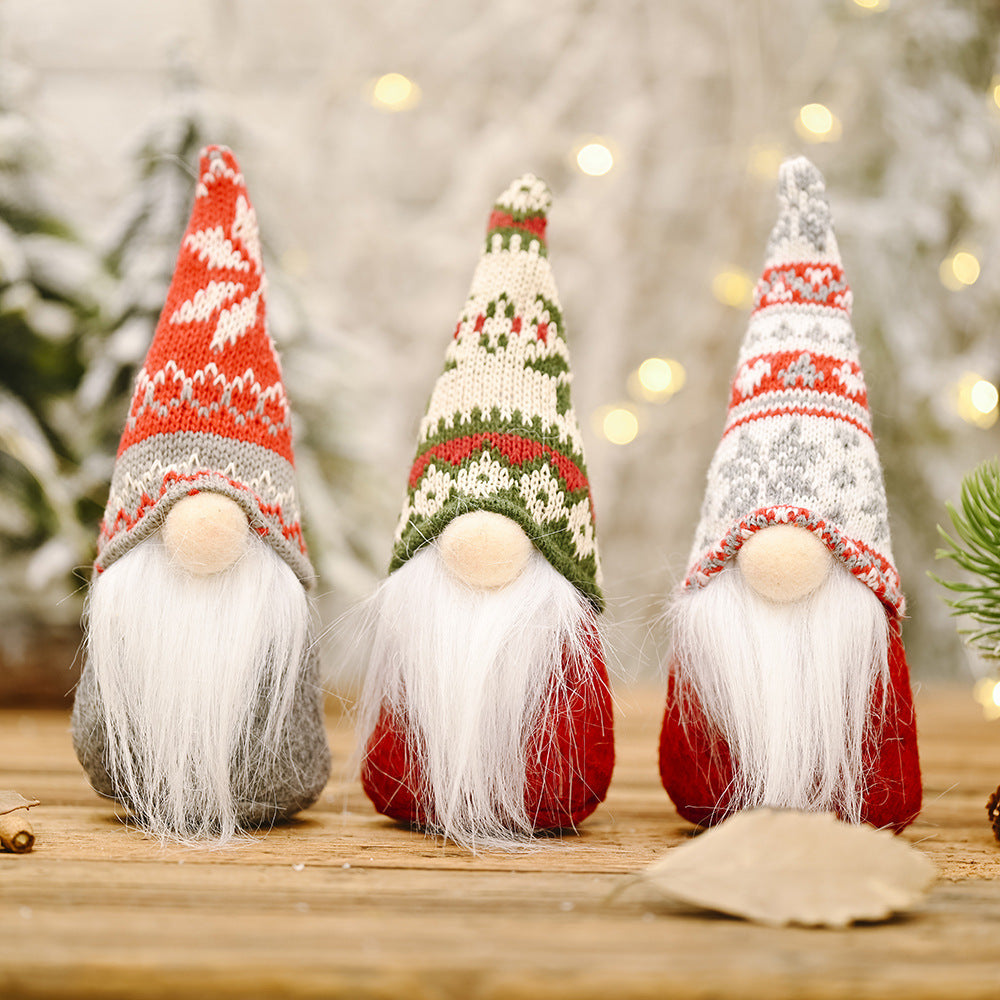 Muñeco decorativo navideño forestal de tejido no tejido con gorro de copos de nieve y tamaño compacto para interiores