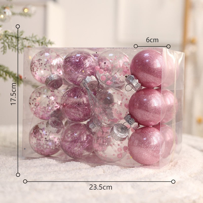 Set de bolas navideñas de plástico PC en varios tamaños y combinaciones de colores para decoración de árbol