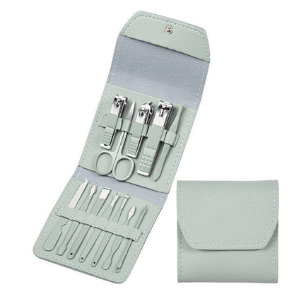 Set Profesional de Manicura y Pedicura en Acero Inoxidable con Estuche de Cuero