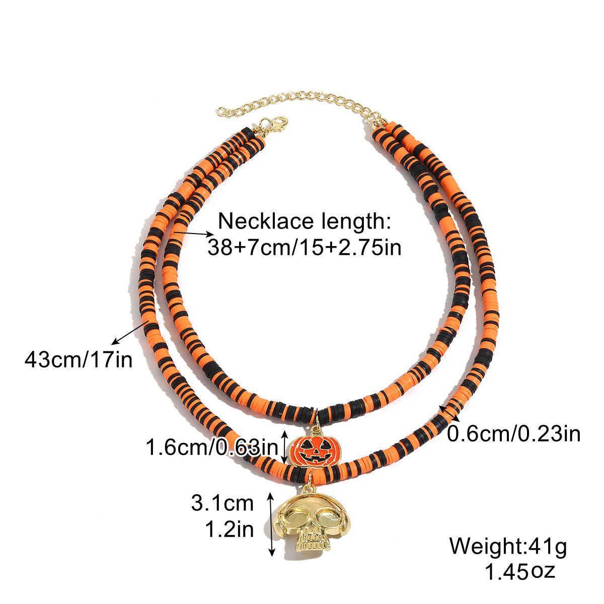 Collar Halloween con Colgante de Murciélago, Calabaza, Fantasma y Araña – Aleación de Zinc Galvanizada
