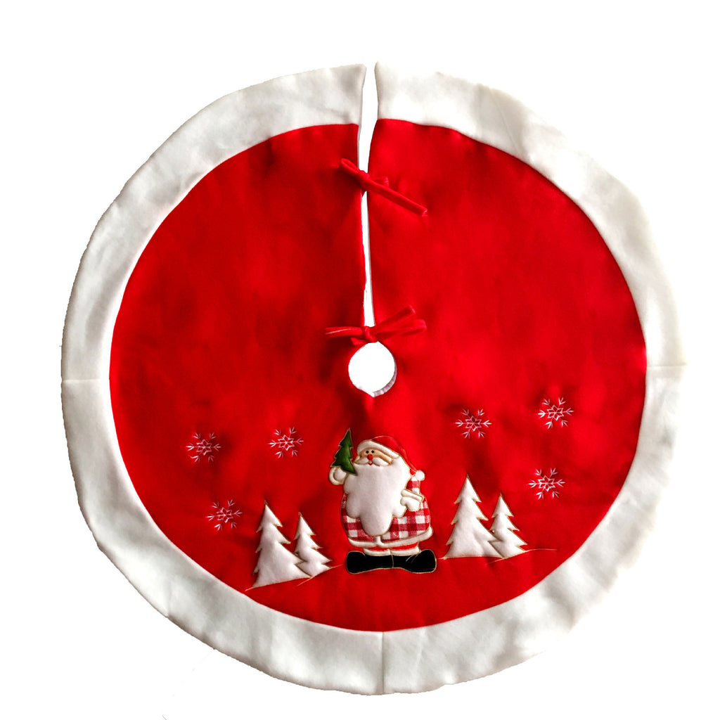 falda decorativa roja y blanca de franela para árbol de Navidad de 90 cm para cubrir base y cables