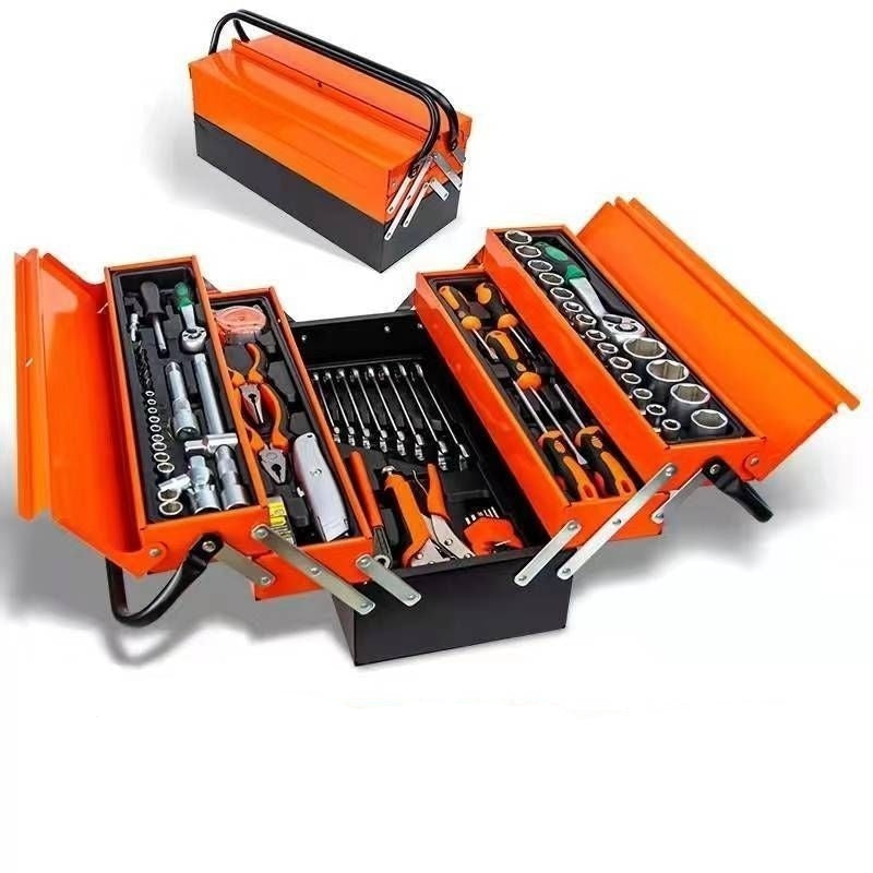 Kit de herramientas de reparación automotriz de 85 piezas con caja organizadora de tres niveles