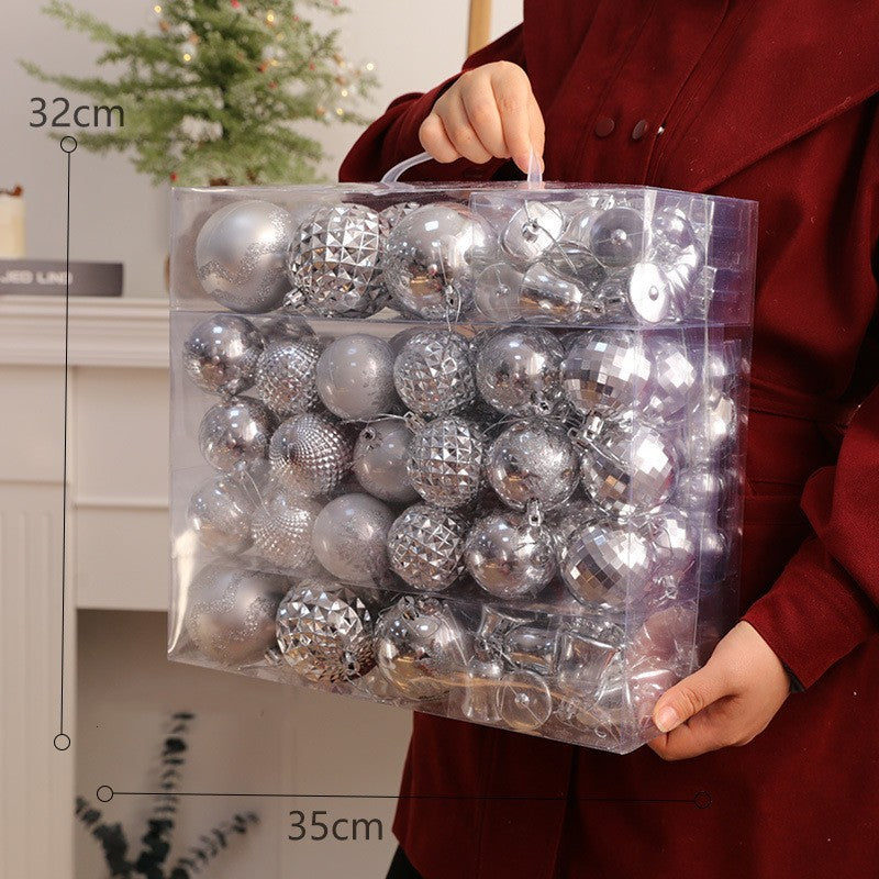 Set de bolas navideñas de plástico PC en varios tamaños y combinaciones de colores para decoración de árbol