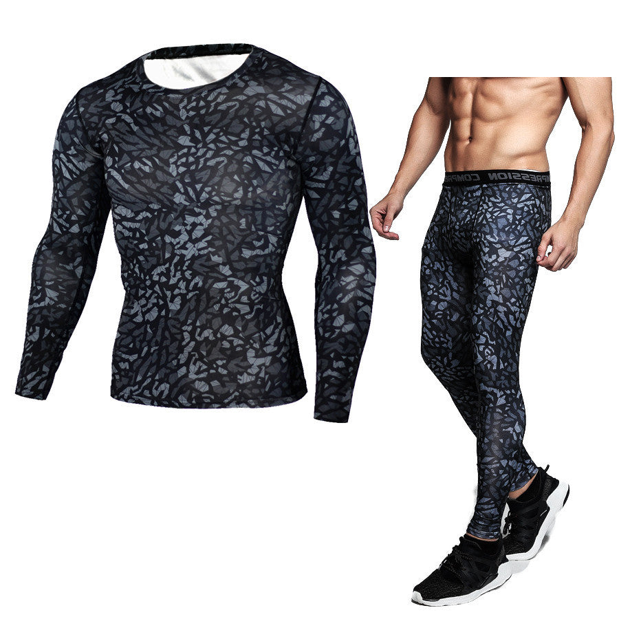 Conjunto deportivo de compresión camuflaje para hombre – ropa térmica de entrenamiento