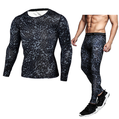 Conjunto deportivo de compresión camuflaje para hombre – ropa térmica de entrenamiento