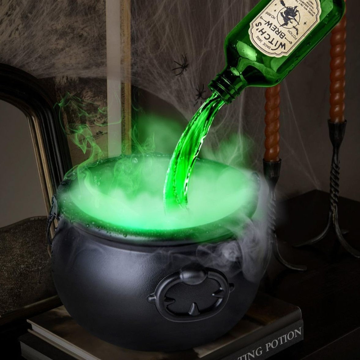 Caldero Mágico con Luz y Niebla – Decoración Interactiva de Halloween