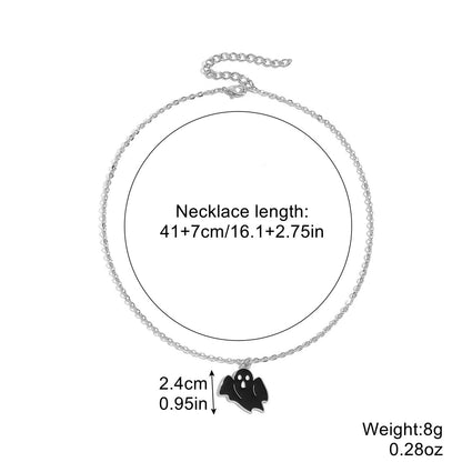 Collar Halloween con Colgante de Murciélago, Calabaza, Fantasma y Araña – Aleación de Zinc Galvanizada