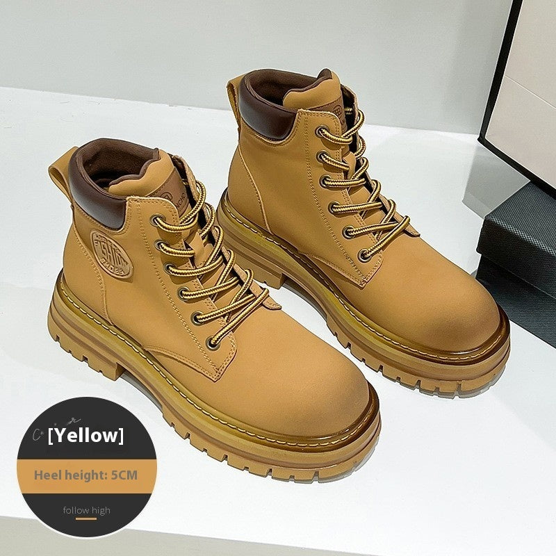 Botas Martin de Cuero Genuino con Plataforma Elevadora para Mujer