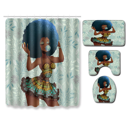 Set combinado de alfombra y cortina de baño — Estilo moderno y práctico