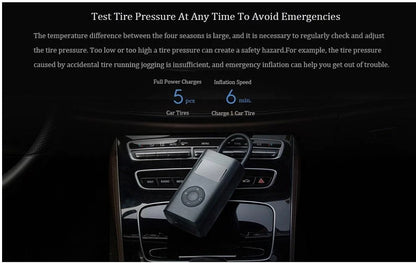 Compresor de aire digital portátil – Inflador automático con batería recargable