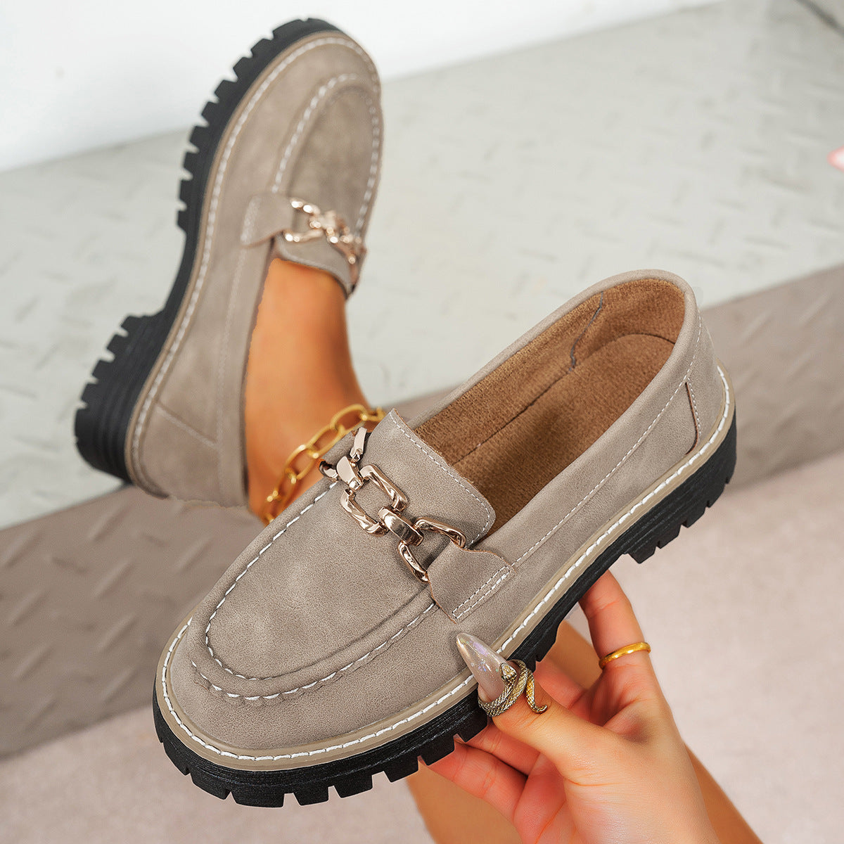 Mocasines de Plataforma Baja para Mujer en Tallas Grandes