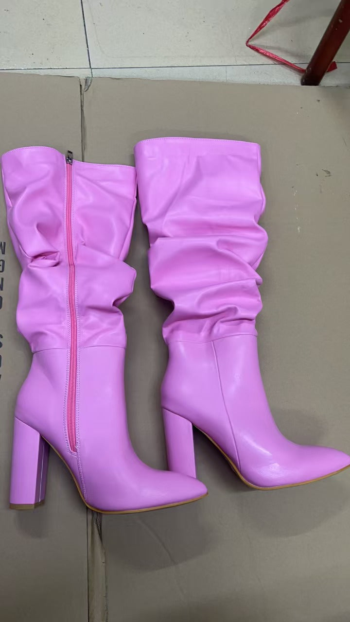 Botas de Tacón Alto con Punta Fina – Elegantes y Cálidas para Mujer