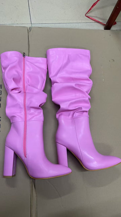 Botas de Tacón Alto con Punta Fina – Elegantes y Cálidas para Mujer