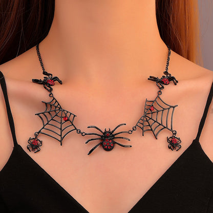 Collar de Araña y Telaraña – Aleación Galvanizada Estilo Gótico y Halloween