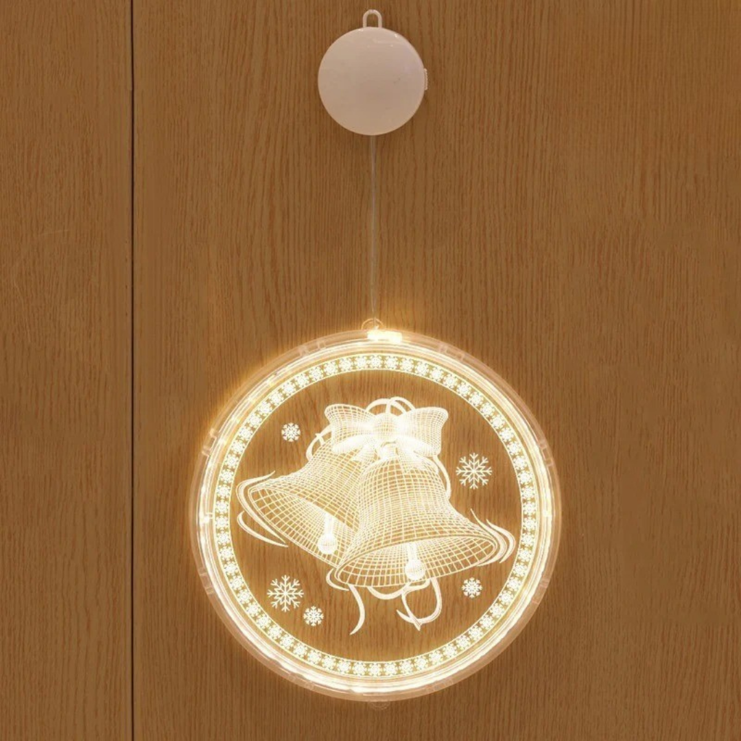 Luz ambiental navideña redonda con iluminación LED cálida y diseño moderno para decoración interior y exterior protegida