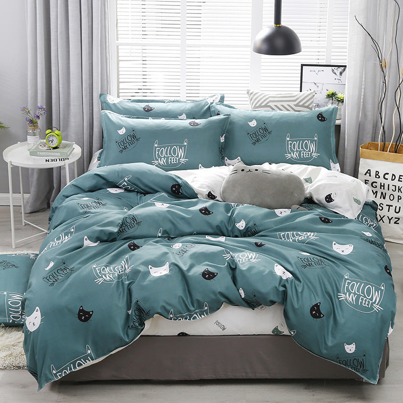 Juego de Cama de Algodón Aloe – Set 4 Piezas con Diseño Floral Moderno