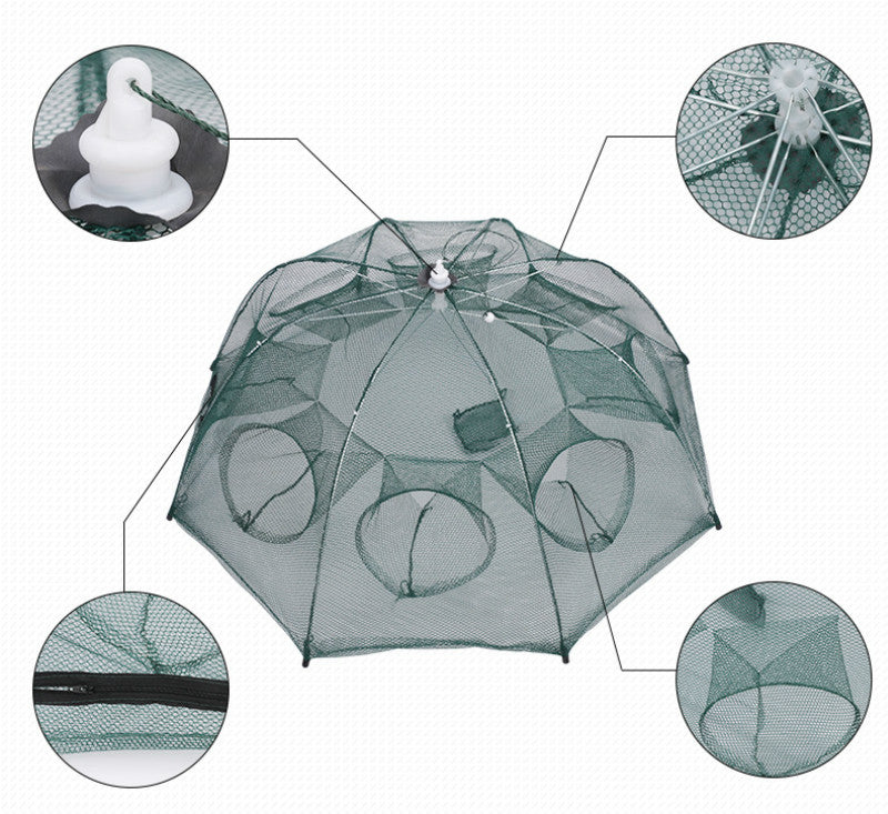 Red trampa automática de pesca plegable – nylon reforzado con cierre superior