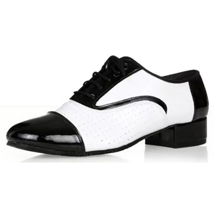 Zapatos de Baile Latino para Hombre en Cuero Blanco y Negro – Entrenamiento y Escenario