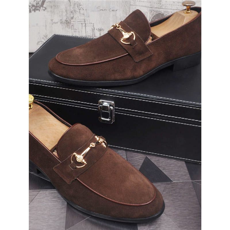 Mocasines slip-on de cuero para hombre — Estilo casual con punta cuadrada y suela plana