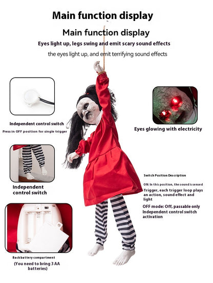 Fantasma Colgante “Niña Roja” – Decoración de Halloween con Brazos Móviles