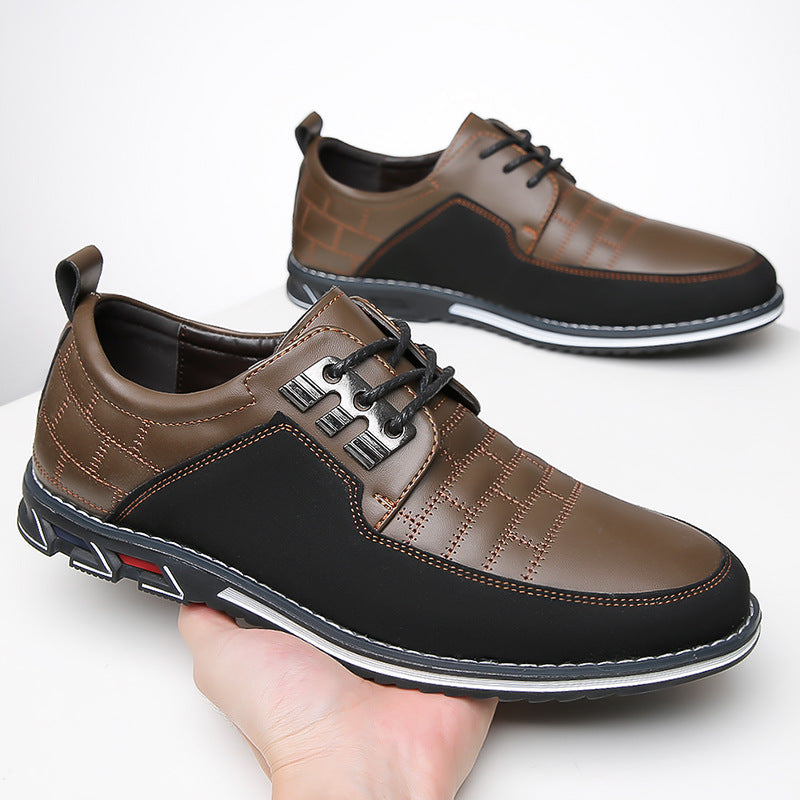 Zapatos de hombre estilo británico — Diseño versátil con cordones y puntera redonda