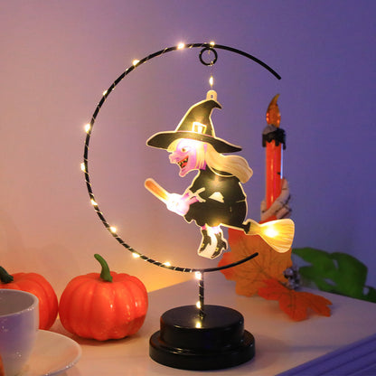 Lámpara Decorativa de Bruja en Hierro Forjado – Luz LED de Halloween