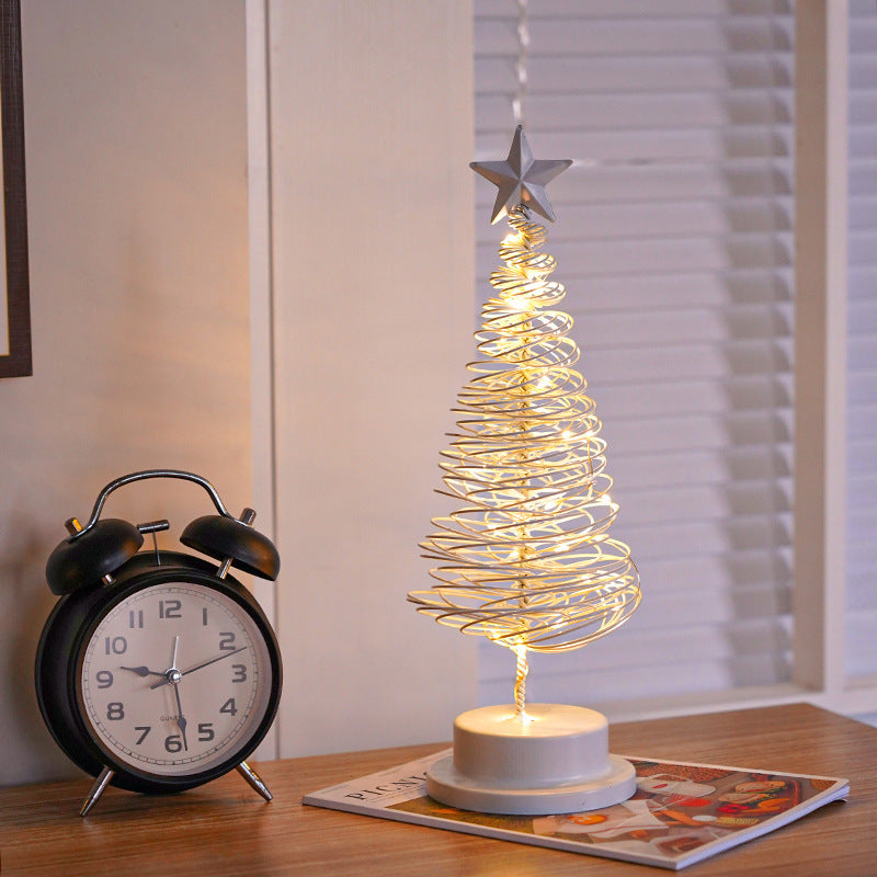 lámpara decorativa LED en forma de árbol espiral de hierro forjado con luz blanco cálido para interiores