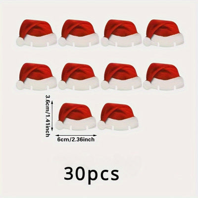set de 10 mini gorros de Papá Noel rojos para decorar copas de vino o champán en tela no tejida