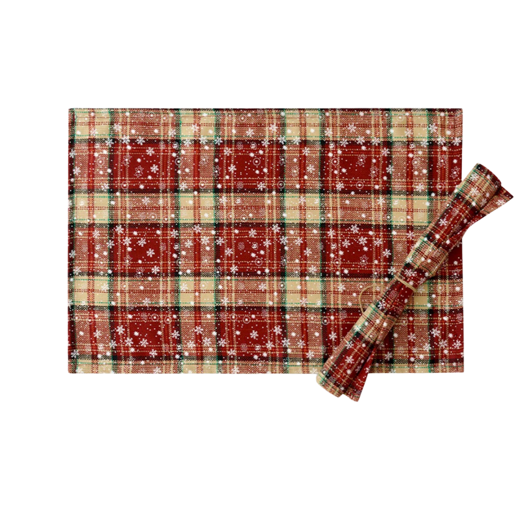 Camino de mesa navideño a cuadros – estilo nórdico con mantel individual
