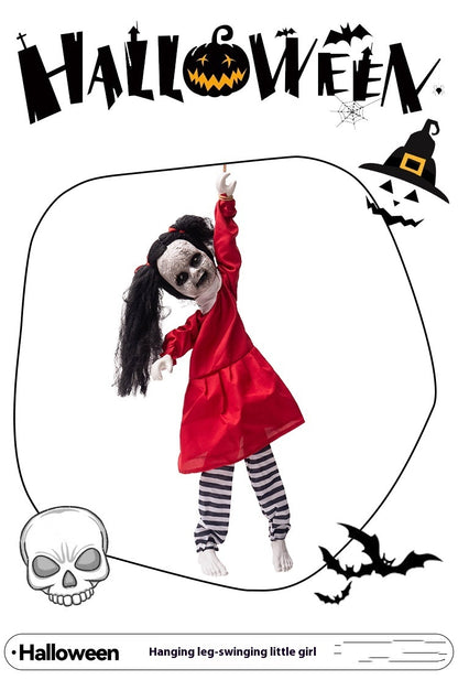 Fantasma Colgante “Niña Roja” – Decoración de Halloween con Brazos Móviles