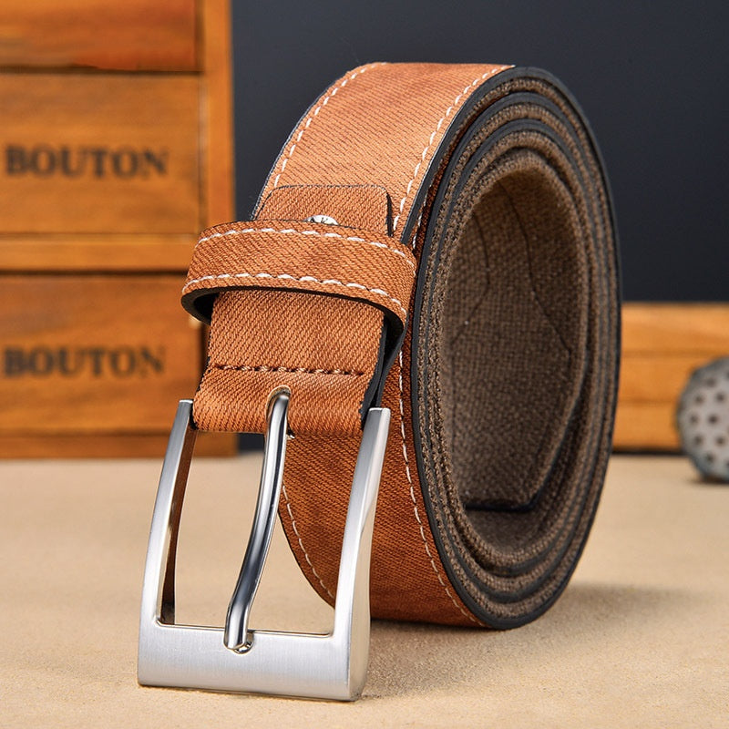 Cinturón de lona retro para hombre – estilo casual con hebilla metálica