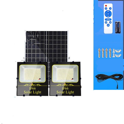Luz Solar Exterior Industrial IP66 – Foco Impermeable con Control Remoto y Panel Solar