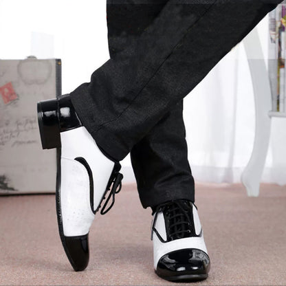 Zapatos de Baile Latino para Hombre en Cuero Blanco y Negro – Entrenamiento y Escenario