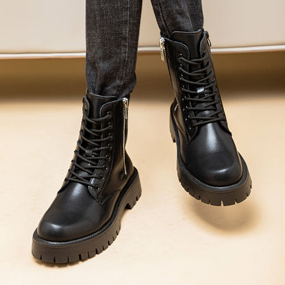 Botas Martin de hombre — Diseño de caña alta en cuero PU con cierre de hebilla