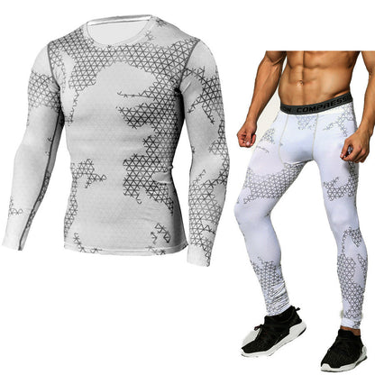Conjunto deportivo de compresión camuflaje para hombre – ropa térmica de entrenamiento