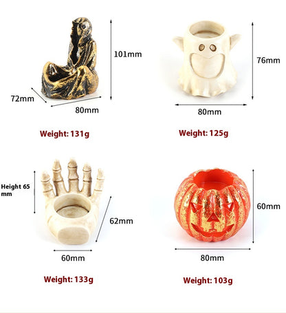 Candelabro Calabaza de Halloween – Decoración de Resina Artesanal