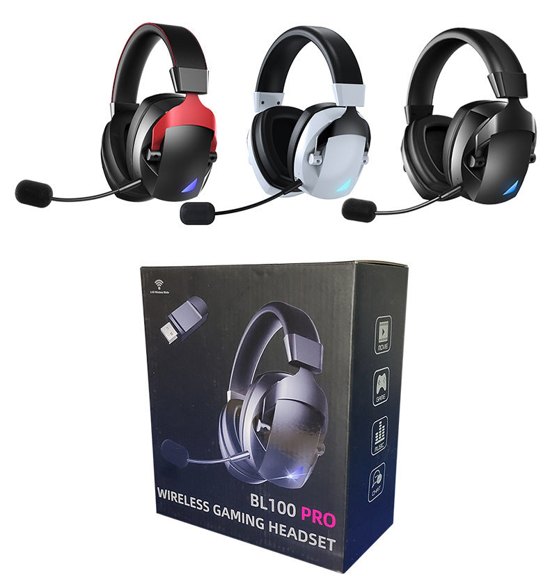 Auriculares gaming inalámbricos 2.4G y Bluetooth con micrófono desmontable, sonido Hi-Fi y luces LED para PC y consolas.