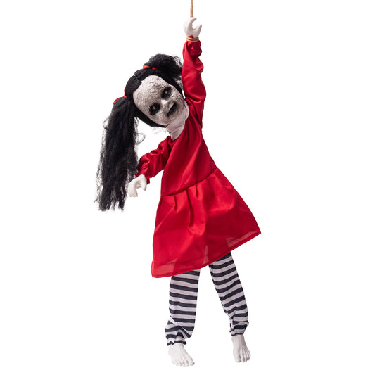Fantasma Colgante “Niña Roja” – Decoración de Halloween con Brazos Móviles