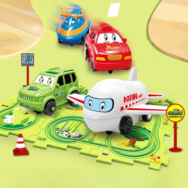 🚂🧩 Pista Eléctrica de Puzzle para Niños – DIY Creativo + Coche Automático – Tendencia 2026 ⚡👧👦