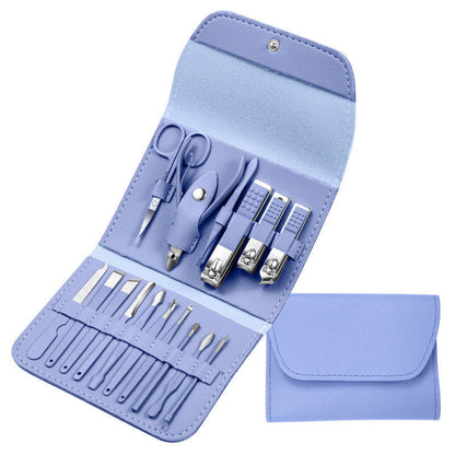 Set Profesional de Manicura y Pedicura en Acero Inoxidable con Estuche de Cuero